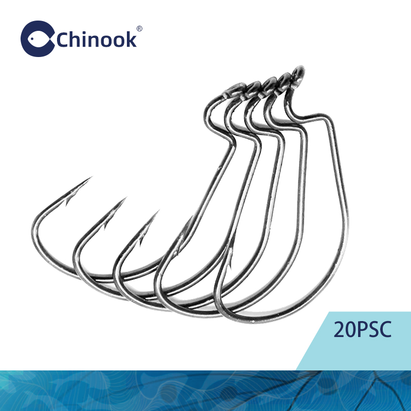 Chinook 20 pçs worm largo texa - Fishing Hook Offset avaliação e preço