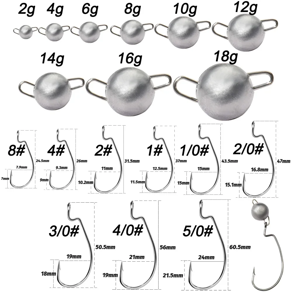 5 pçs metal gabarito cabeça wo - Fishing Hook Offset avaliação e preço